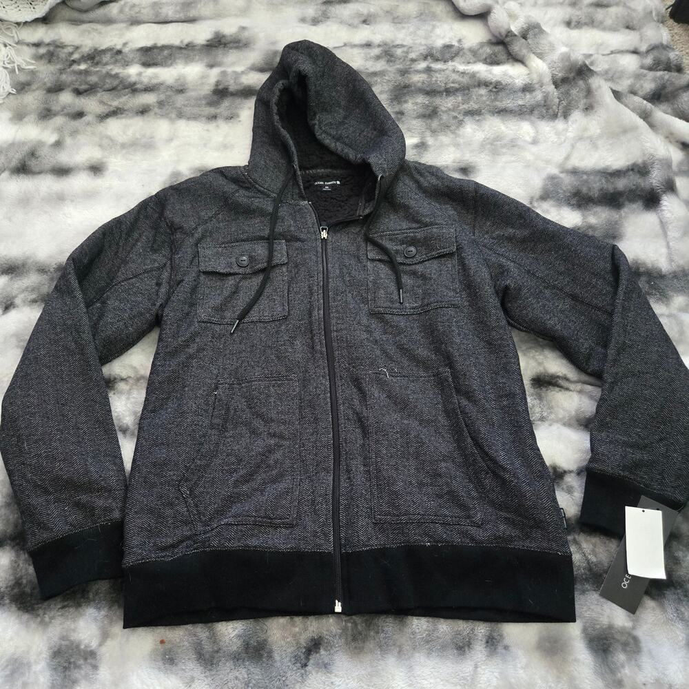 Ocean Current Sherpa Lined Full Zip Hoodie Jacket Men’s Medium Gray NWT